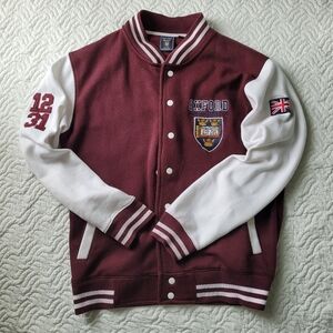 maroon burgundy red oxford bomber varsity jacket official merchandise